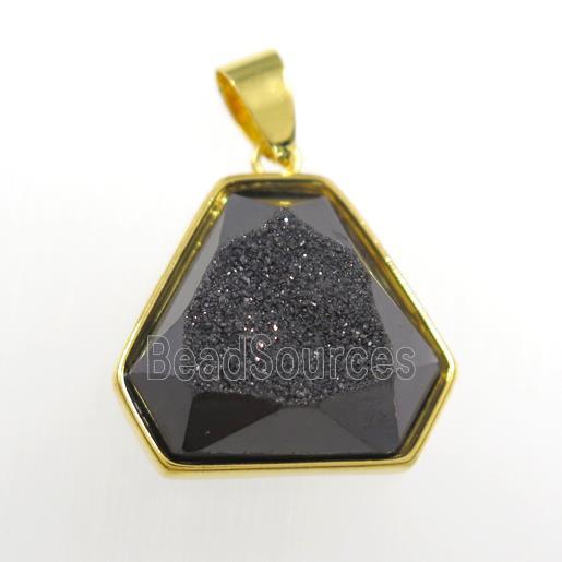 black Druzy Agate triangle pendant