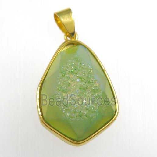 green Druzy Agate teardrop pendant