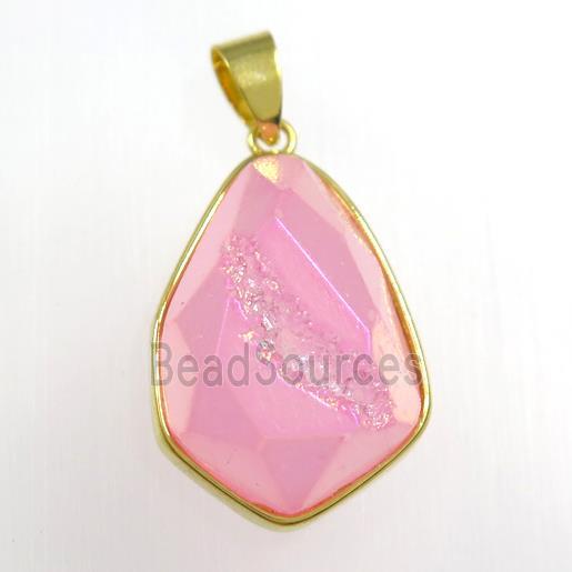 pink Druzy Agate teardrop pendant