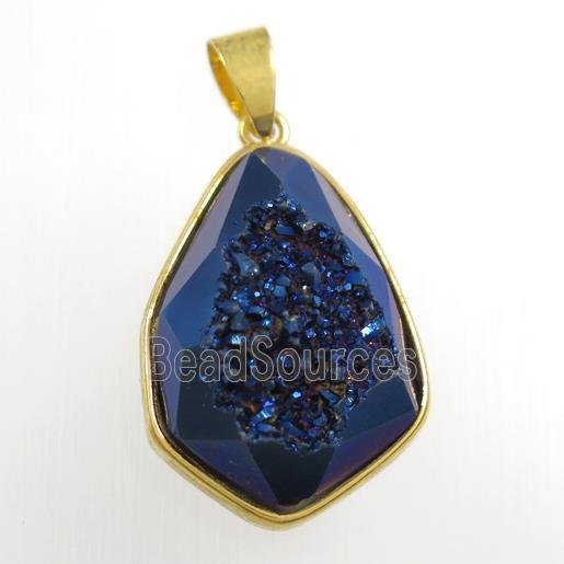 blue Druzy Agate teardrop pendant