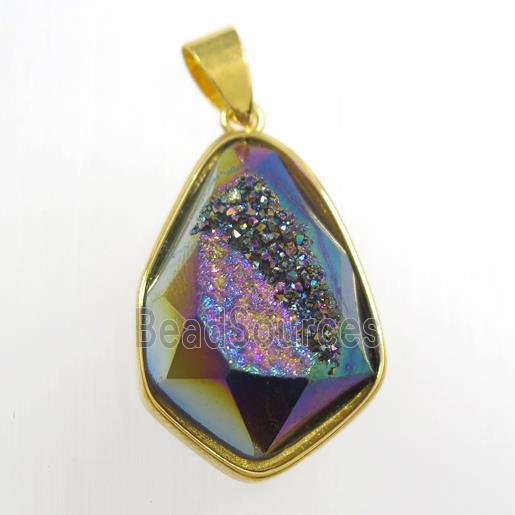 rainbow Druzy Agate teardrop pendant