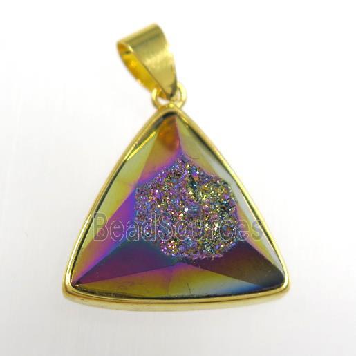 rainbow Druzy Agate triangle pendant