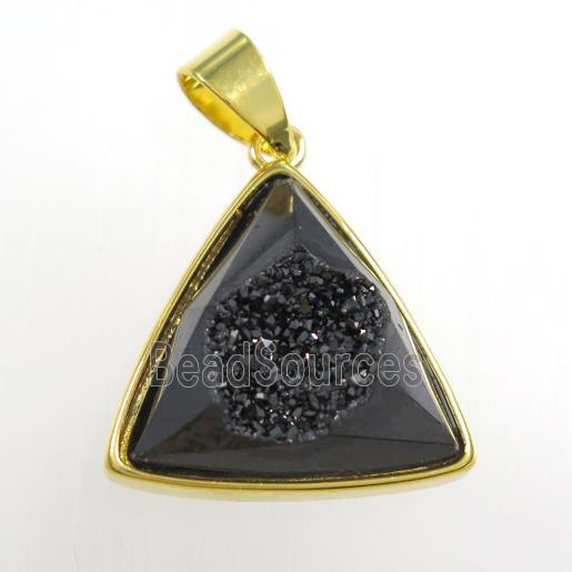 black Druzy Agate triangle pendant