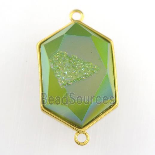 green Druzy Agate polygon connector