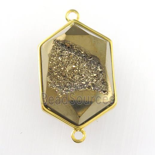 golden Druzy Agate polygon connector