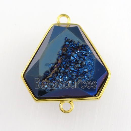 blue Druzy Agate triangle connector