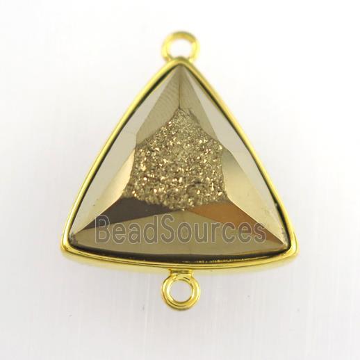 golden Druzy Agate triangle connector