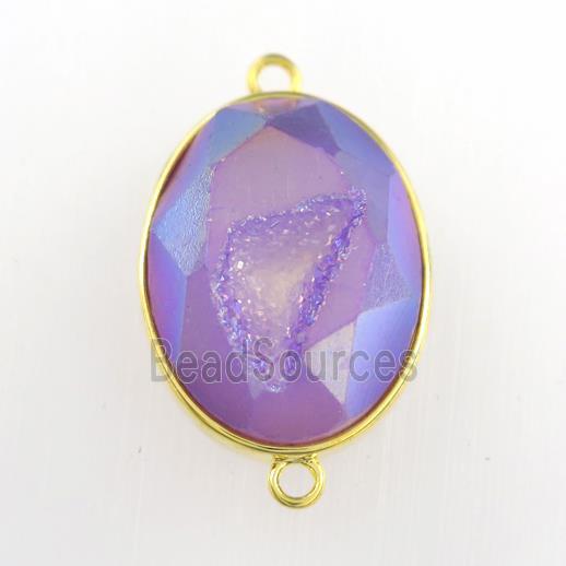 purple Druzy Agate oval connector