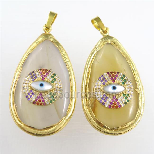 agate teardrop pendant, gold plated