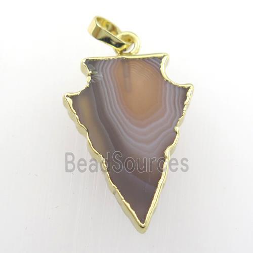 botswana Agate pendant, arrowhead, gold plated