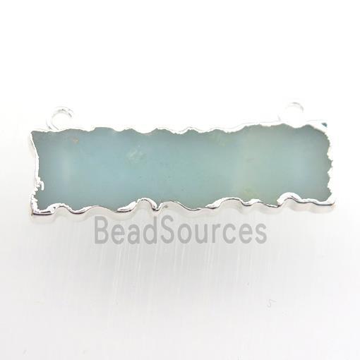 amazonite pendant, rectangle, silver plated