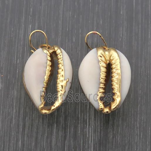 white Conch Shell pendants, gold plated