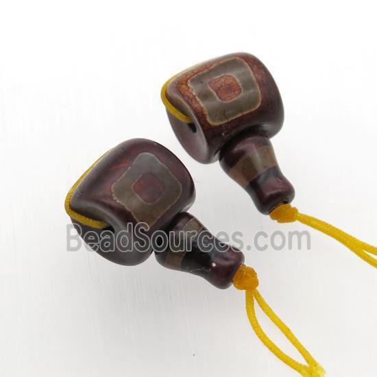 Tibetan Agate Guru Beads, 3holes