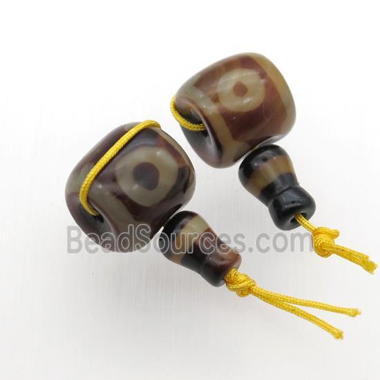 Tibetan Agate Guru Beads, 3holes