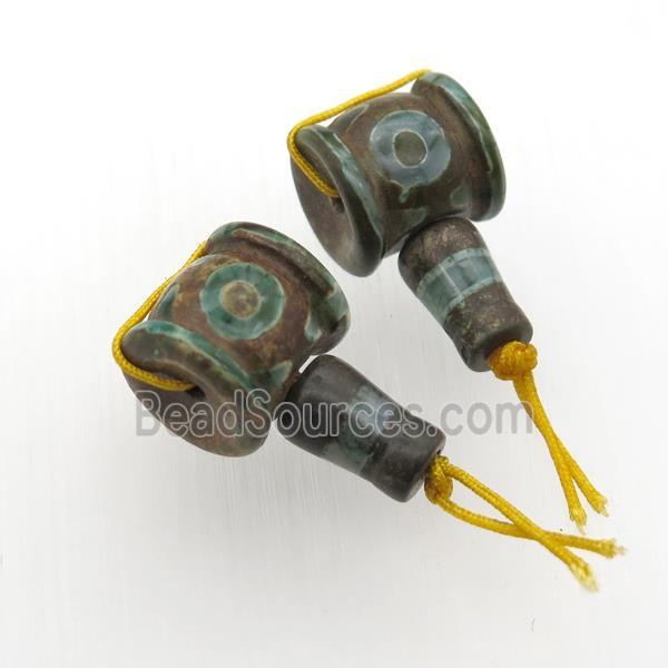 Tibetan Agate Guru Beads, 3holes