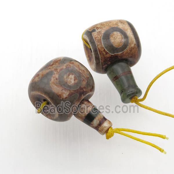 Tibetan Agate Guru Beads, 3holes, Buddhist jewelry