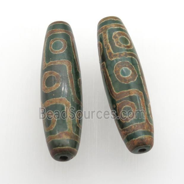 green Tibetan Dzi rice Beads, eye