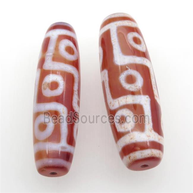 red Tibetan Dzi rice Beads, eye