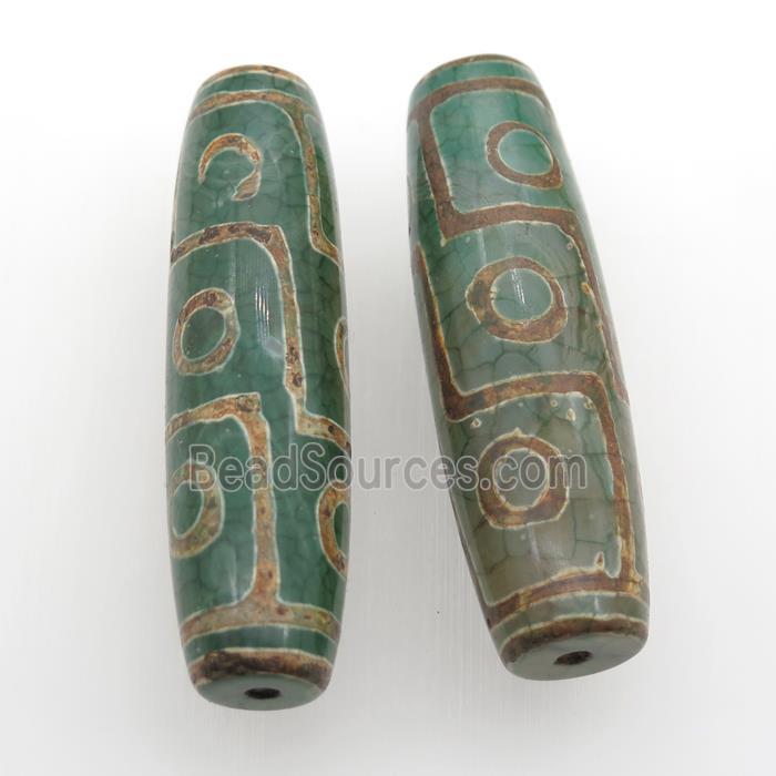 green Tibetan Dzi rice Beads, eye