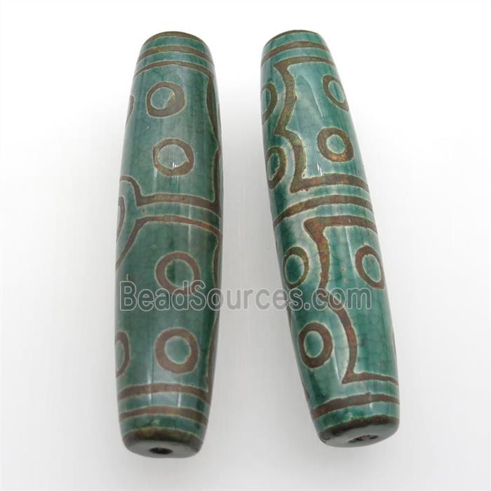 green Tibetan Dzi rice Beads, eye