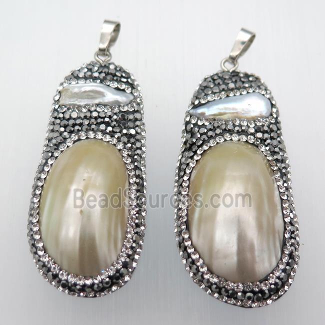Pearl pendant pave rhinestone