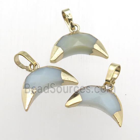 Chinese Amazonite crescent pendant, gold plated