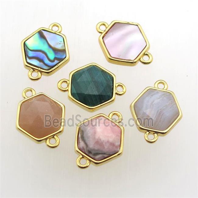 mixed Gemstone hexagon connector