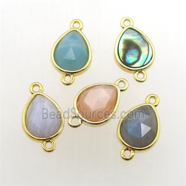 mixed Gemstone teardrop connector