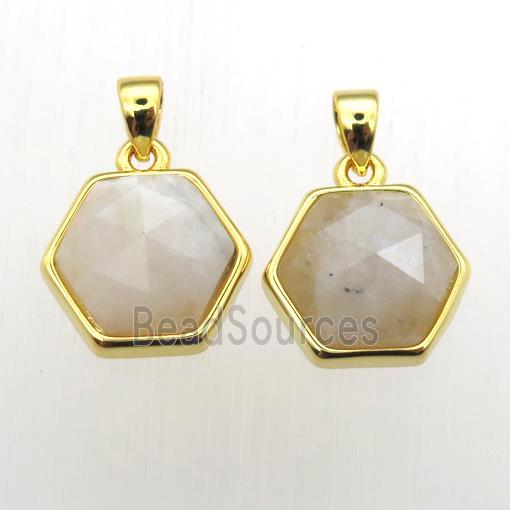 white MoonStone hexagon pendants
