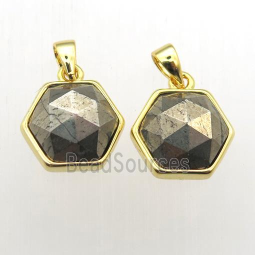 Pyrite hexagon pendants