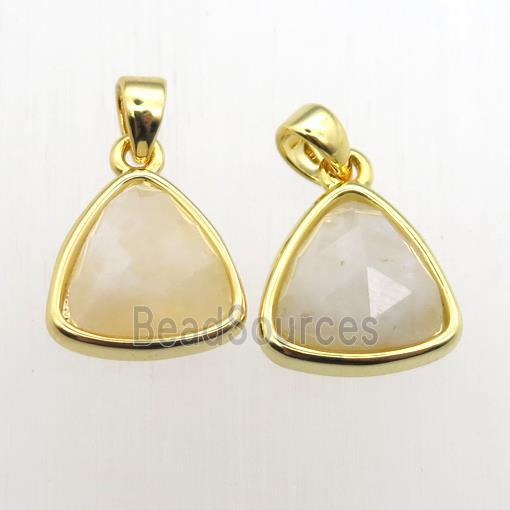 white MoonStone triangle pendant