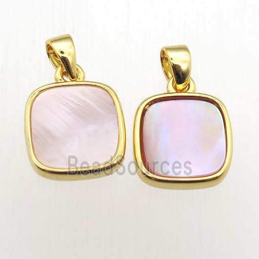 pink Queen Shell square pendant