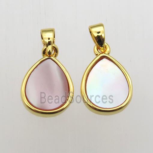 pink Queen Shell teardrop pendants