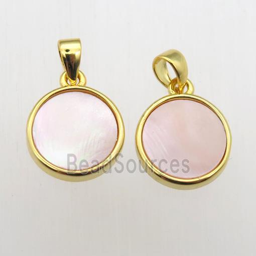 pink Queen Shell circle pendants