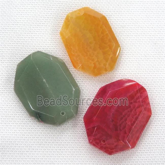 Agate pendants, faceted oval, mixed color