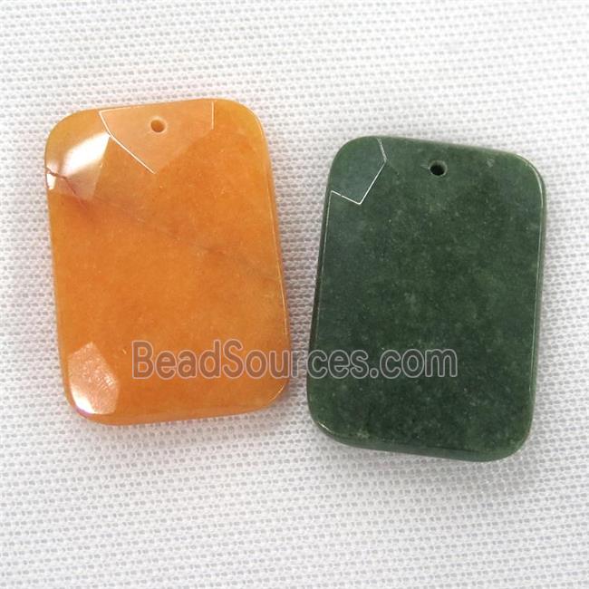 Agate pendants, faceted rectangle, mixed color