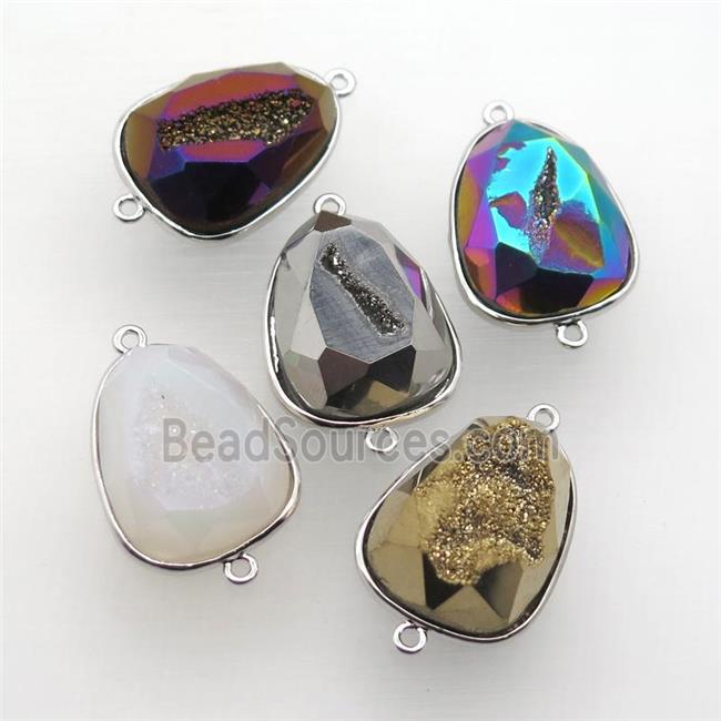 Agate Druzy teardrop connector, mixed color