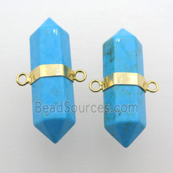 Turquoise bullet pendant, blue treated