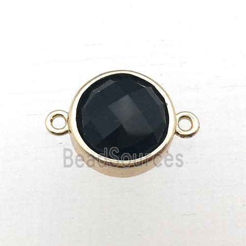 black onyx agate circle connector