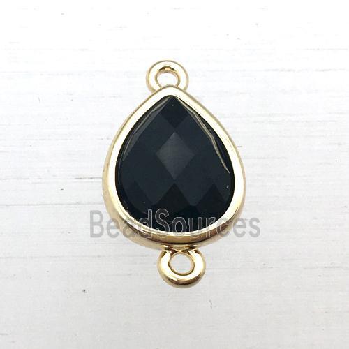 black Onyx Agate teardrop connector