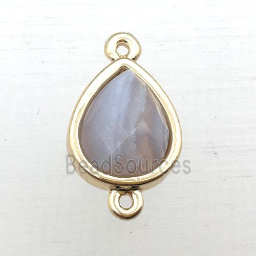 blue lace agate teardrop connector