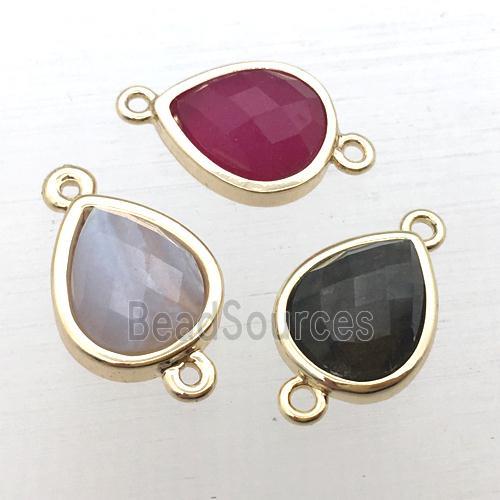 mixed Gemstone teardrop connector