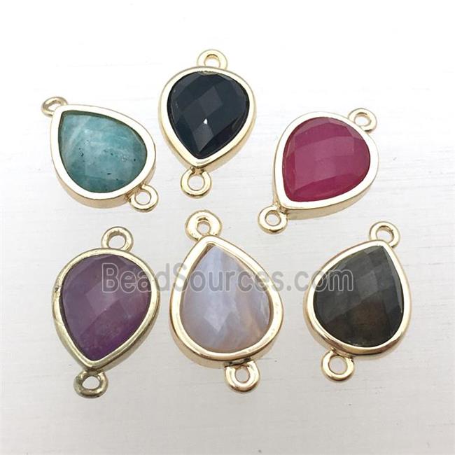 mixed Gemstone teardrop connector