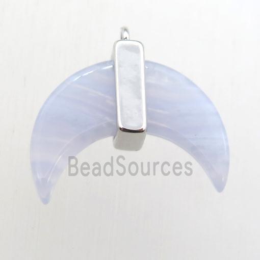 blue lace Agate crescent moon pendant