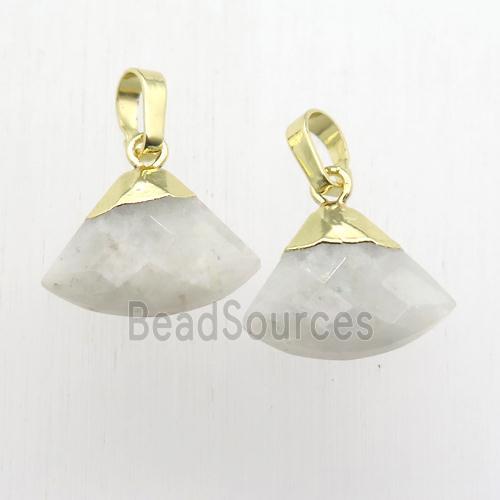 white Moonstone fan pendant, gold plated