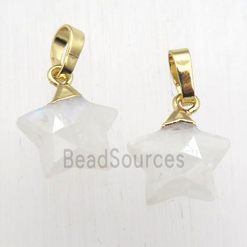 white MoonStone star pendant, gold plated