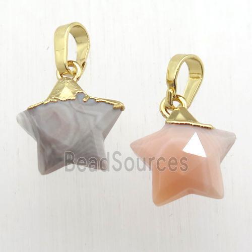 Botswana Agate star pendant, gold plated