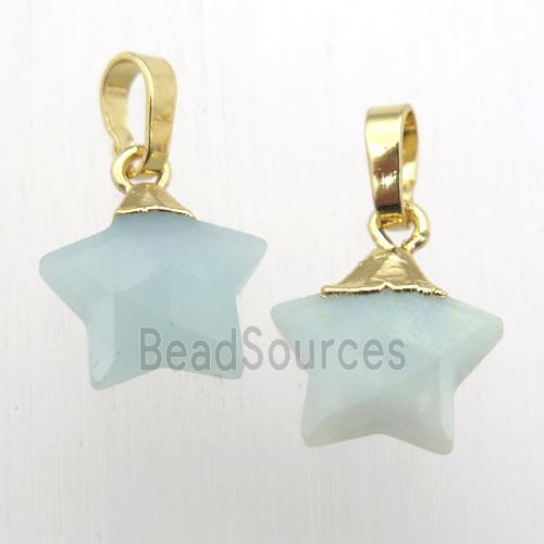 Amazonite star pendant, gold plated