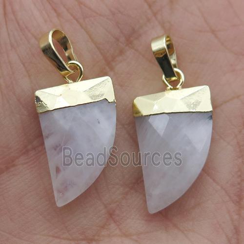 white MoonStone horn pendant, gold plated