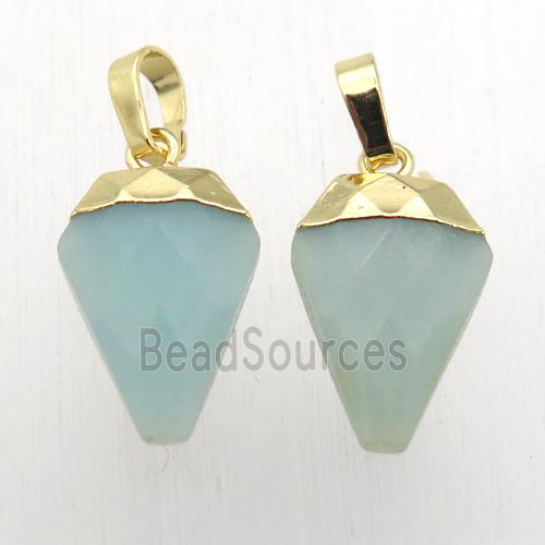 blue Amazonite arrowhead pendant, gold plated